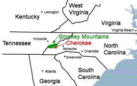 North Carolina state map - Cherokee Indian Reservation